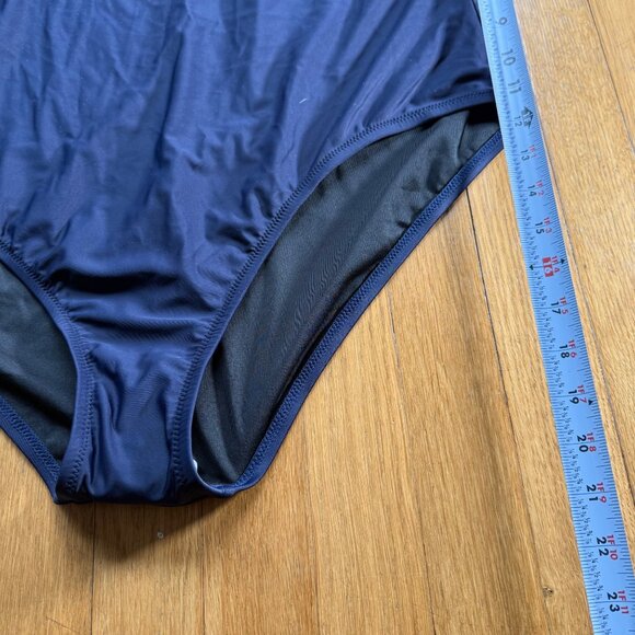 J.Crew Size 22 NEW Navy Blue Bow Tie One-Shoulder One-Piece Bathing Swimsuit - Picture 6 of 12